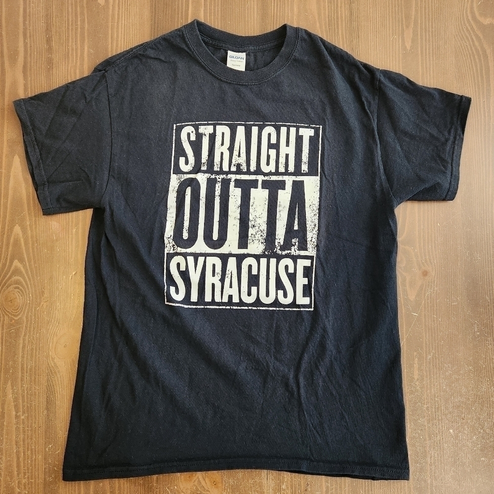 Vtg Straight Outta Syracuse New York Compton Actual Gildan Shirt Black Mens M